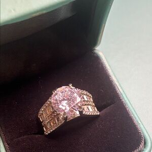 Dazzling Silver and Pink Gemstone Ring